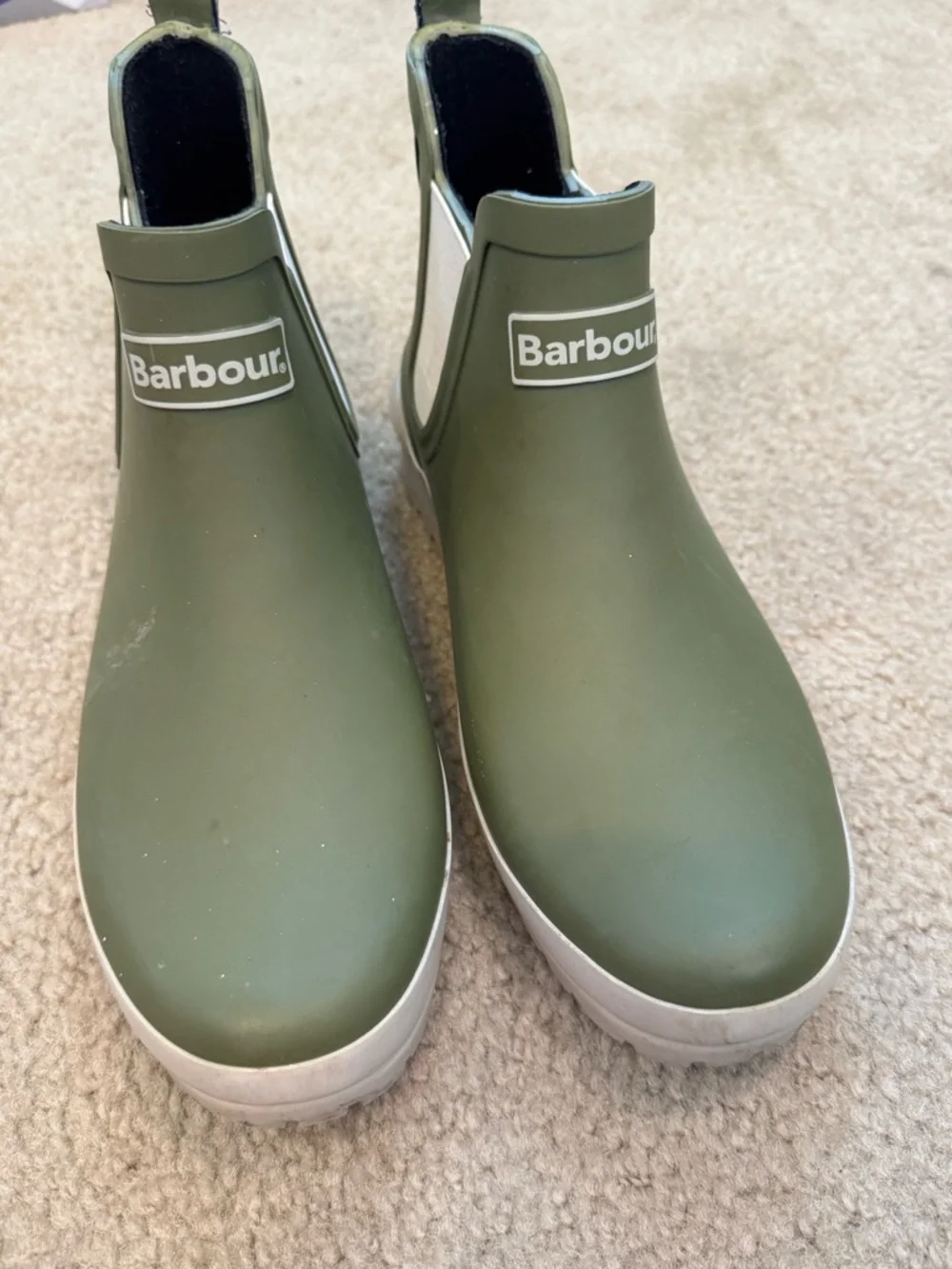 Barbour Olive Green Chelsea Rain Ankle Boots